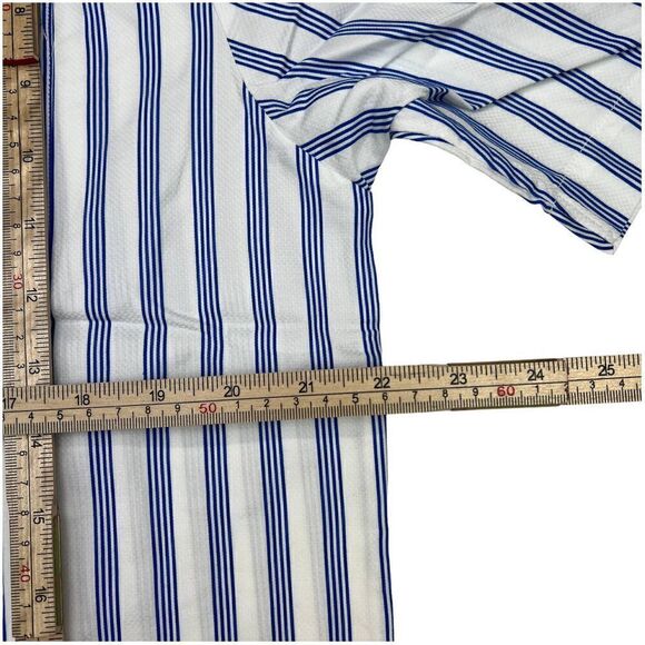 New Soulland Cornwall Men White Striped Shirt Short Sleeve Slim Button-Down US L - Picture 9 of 13
